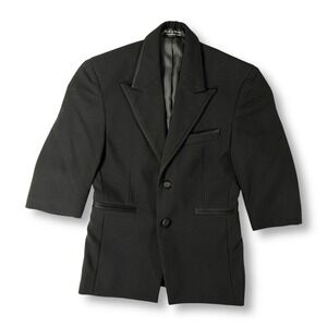 Chaps Boys‎ Black 100% Wool Formal Blazer Tuxedo Jacket Size 4 GV8219